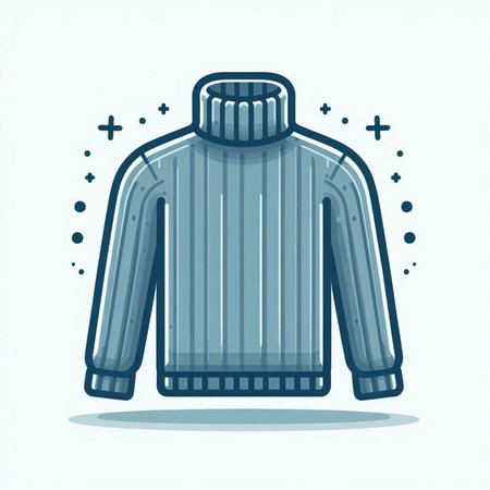 Vector illustration of a blue sweater on a white background. Winter clothes.のイラスト素材