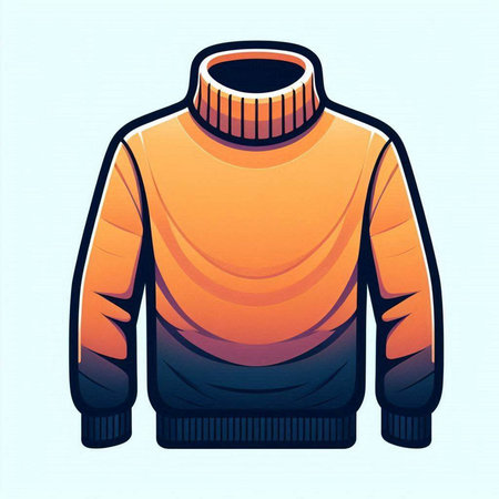 Illustration of an orange sweater with a hood on a blue backgroundのイラスト素材