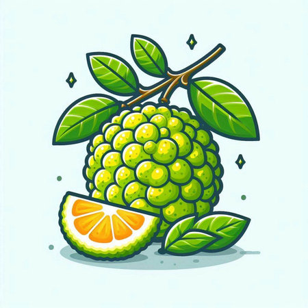 Cute cartoon vector illustration of bergamot fruit isolated on white background.のイラスト素材