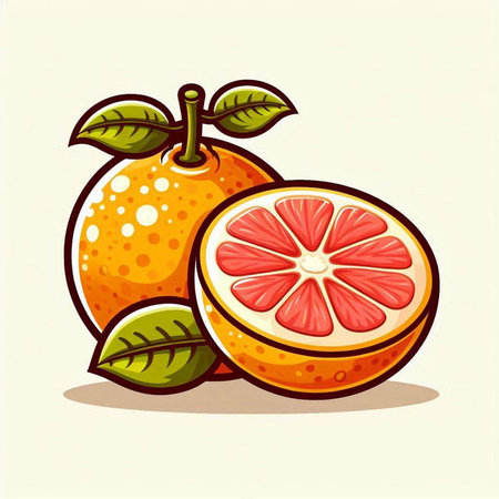 Citrus fruit, orange, grapefruit. Vector illustration.のイラスト素材