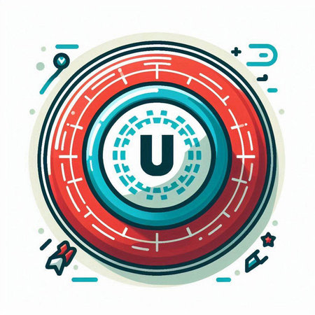 U letter in the circle. Modern flat style. Vector illustration.のイラスト素材