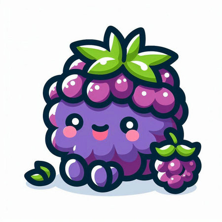 Funny cartoon berry fruit character. Vector illustration isolated on white background.のイラスト素材