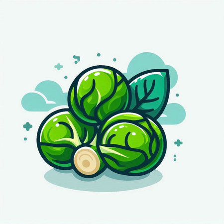 Brussels sprouts vector illustration. Vegetarian food icon.のイラスト素材