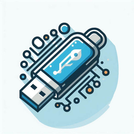Usb flash drive with microcircuit icon. Vector illustration.のイラスト素材