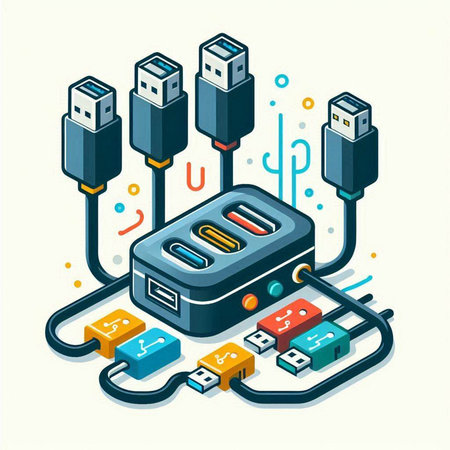 USB connection. Vector illustration. Isometric concept for web design.のイラスト素材