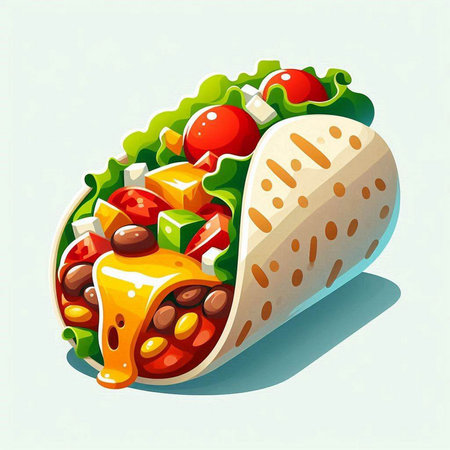 Illustration of a mexican burrito on white background.のイラスト素材