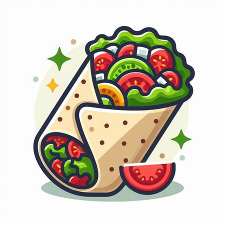 Mexican burrito. Traditional mexican food vector illustration.のイラスト素材