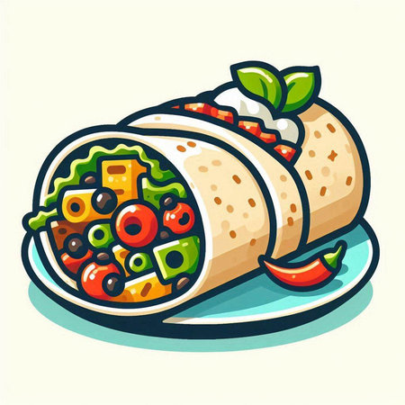 Mexican burrito. Vector illustration of mexican food.のイラスト素材