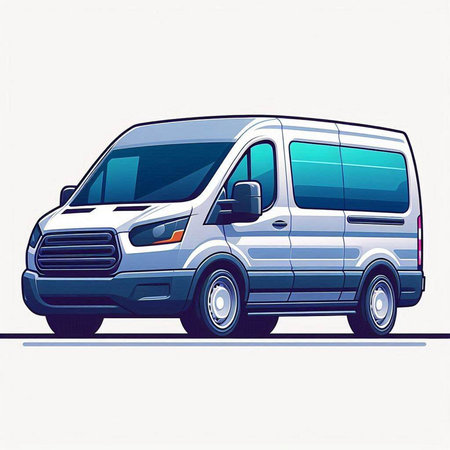 Van on the road. Vector illustration of a van on a white background.のイラスト素材