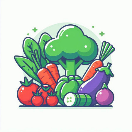 Vegetables vector illustration on white background. Vegetables icon.のイラスト素材