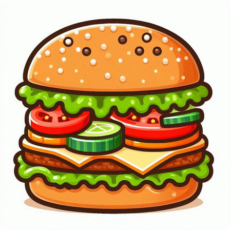 Hamburger icon. Vector illustration of a hamburger isolated on white background.のイラスト素材