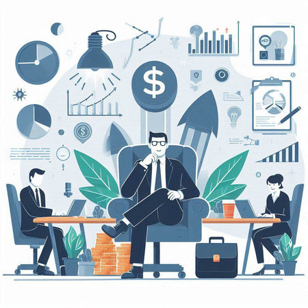 Venice cityscape with gondolas and old buildings, vector illustrationのイラスト素材