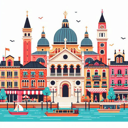 Venice, Italy. Vector illustration. Can be used as a background.のイラスト素材