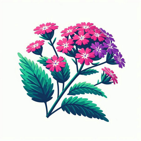Illustration of a bouquet of pink flowers on a white backgroundのイラスト素材