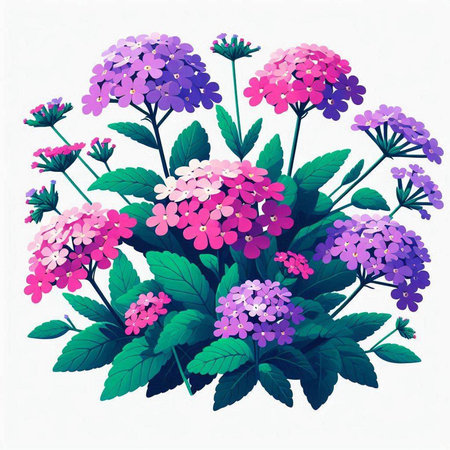 Illustration of hydrangea flowers on a white background.のイラスト素材