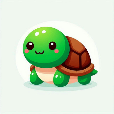 Cute cartoon turtle. Vector illustration isolated on a white background.のイラスト素材