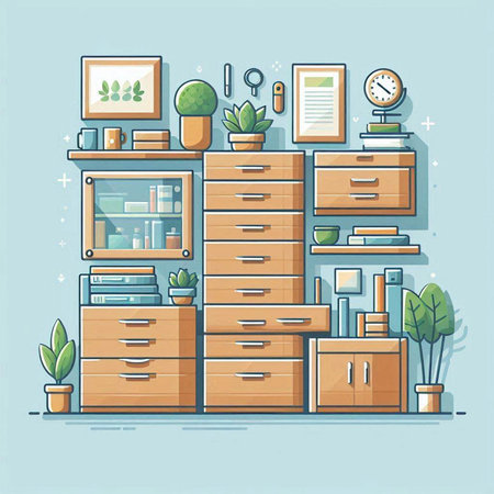 Furniture in flat style. Furniture for the living room. Vector illustration.のイラスト素材