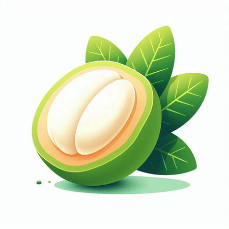 Mangosteen fruit isolated on white background. Vector illustration.のイラスト素材