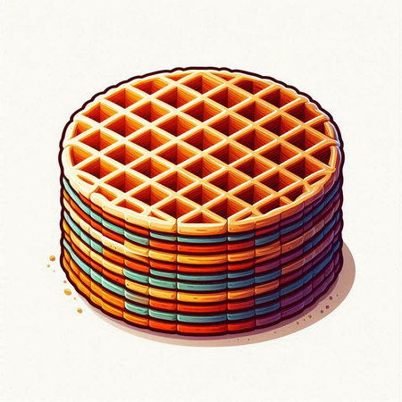 Illustration of a waffle on a white background. Vector illustrationのイラスト素材
