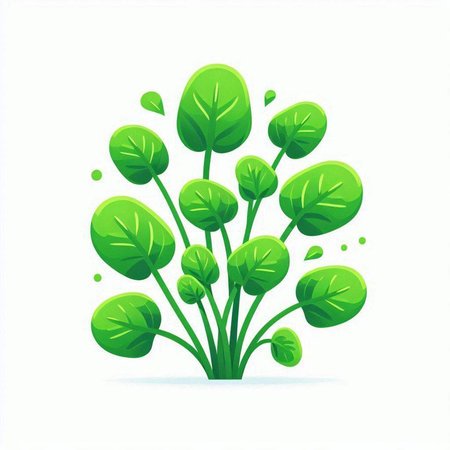 Vector illustration of green plant isolated on white background. Cartoon style.のイラスト素材