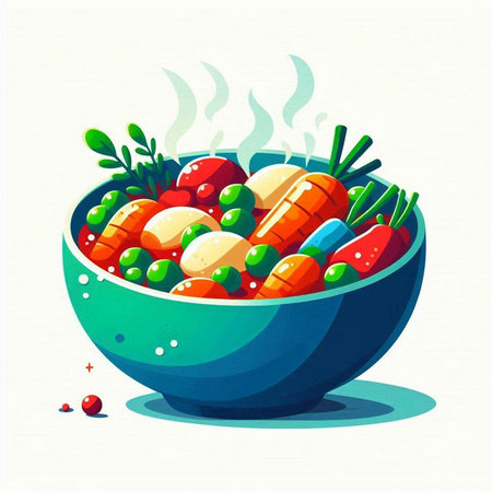 Vegetable salad in a bowl. Vegetarian food. Vector illustration.のイラスト素材