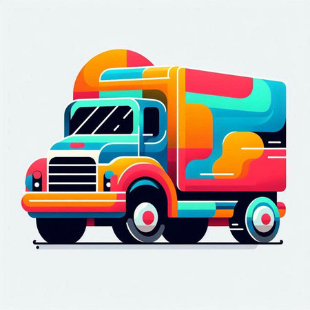 Retro truck with colorful design. Vector illustration. Eps 10.のイラスト素材