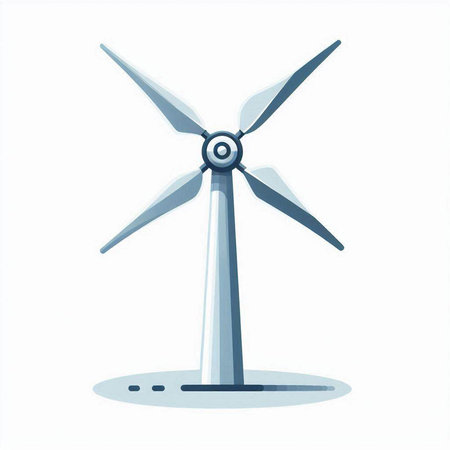 Wind turbine isolated on a white background. Alternative energy source. Vector illustration.のイラスト素材