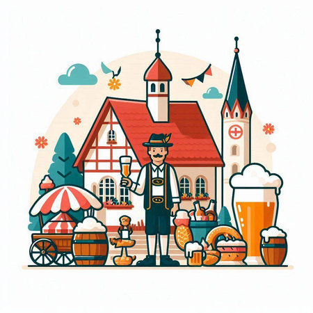 Oktoberfest. Traditional festival in Bavaria, Germany. Vector illustrationのイラスト素材