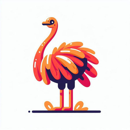 Cute ostrich isolated on a white background. Vector illustration.のイラスト素材