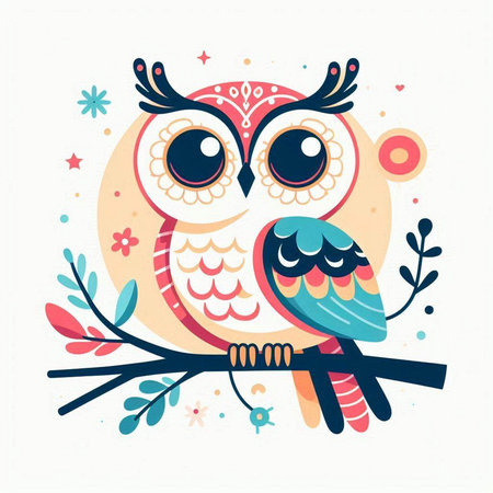 Owl. Vector illustration. Isolated on a white background.のイラスト素材