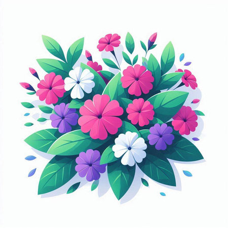 Flower bouquet on white background. Vector illustration in flat style.のイラスト素材