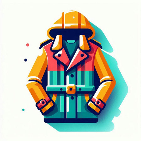 Firefighter in fireproof vest and helmet. Vector illustration in flat styleのイラスト素材