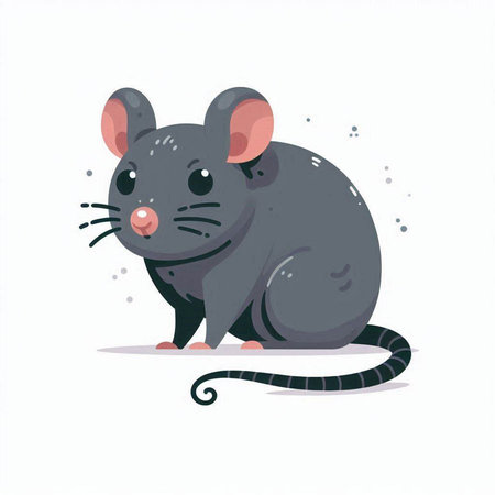 Cute mouse isolated on white background. Vector illustration in cartoon style.のイラスト素材
