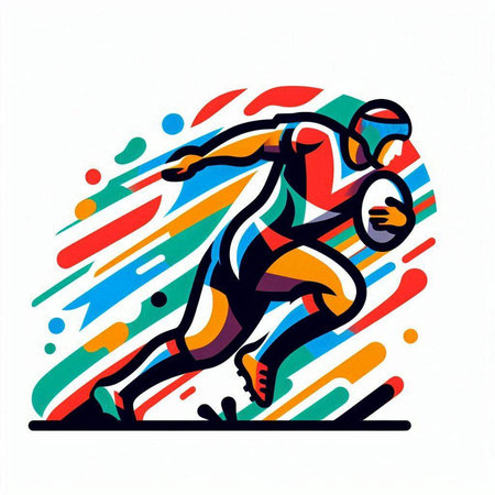 american football player with ball, vector illustration, sport graphic designのイラスト素材