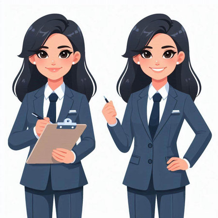 Businesswoman cartoon character. Vector illustration in a flat style isolated on a white background.のイラスト素材