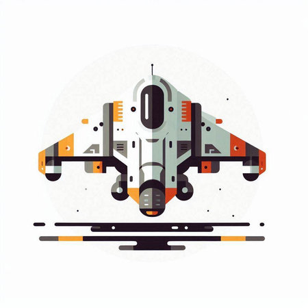 Fighter jet fighter aircraft. Vector illustration in flat cartoon style.のイラスト素材