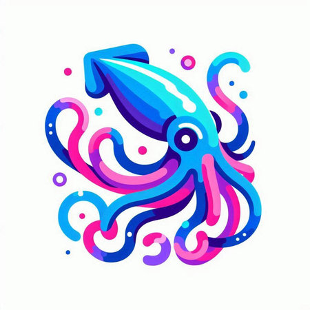 Octopus logo. Colorful vector illustration. Isolated on white background.のイラスト素材