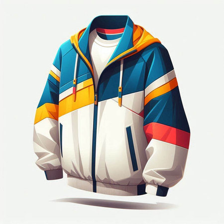 Colorful winter jacket on a white background. 3D illustration.のイラスト素材