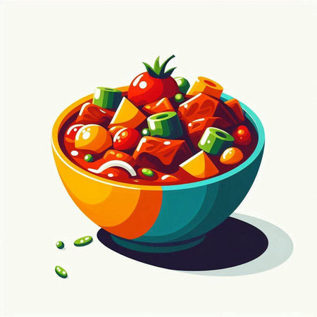 Vegetable salad in a bowl on a white background. Vector illustration.のイラスト素材
