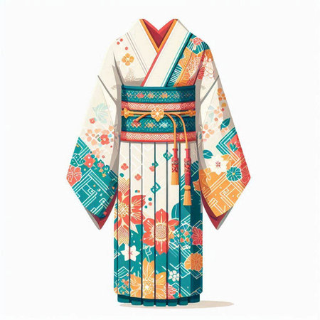 Japanese kimono isolated on a white background. Vector illustration.のイラスト素材