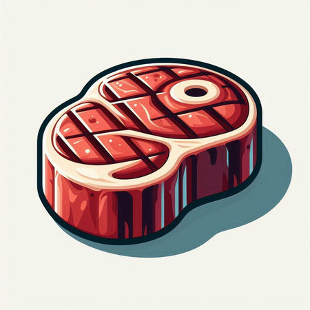 Steak, illustration of a piece of meat. Vector illustration.のイラスト素材