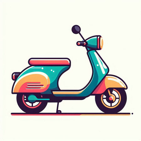 Vintage scooter on white background. Vector illustration in flat style.のイラスト素材