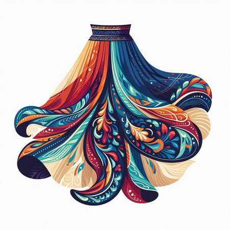 Beautiful vector illustration of a hand-drawn scarf with abstract patternsのイラスト素材
