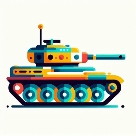 Military tank vector illustration in flat design style. Tank for war and war.のイラスト素材