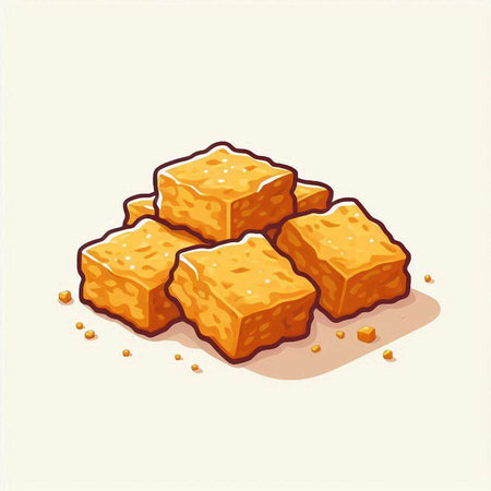 Illustration of a pile of brown sugar cubes on a white backgroundのイラスト素材