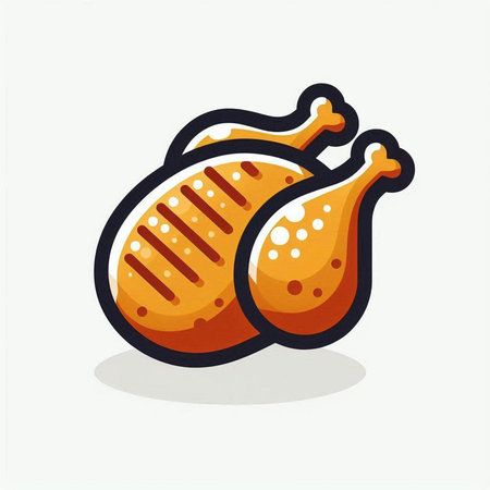 Roast chicken. Vector illustration on a white background. Design element.のイラスト素材