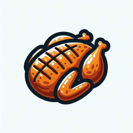 Grilled chicken on white background. Vector illustration in hand drawn style.のイラスト素材