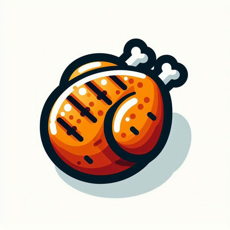 Grilled chicken icon. Vector illustration isolated on a white background.のイラスト素材