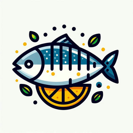 Fishing flat icon. Vector illustration of fish. Isolated on white background.のイラスト素材