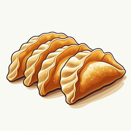 Illustration of a group of dumplings on a white backgroundのイラスト素材